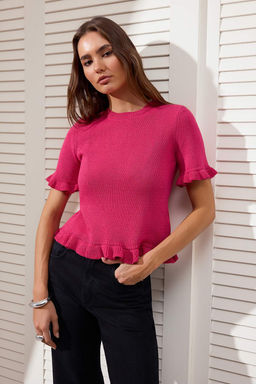 Fusya F?rf?r Detayl? Bisiklet Yaka Triko Bluz TWOSS26BZ00135