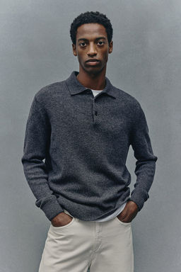 Jersey polo de lana Regular Fit