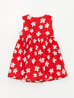 Bisiklet Yaka ?i?ekli Poplin K?z Bebek Elbise
