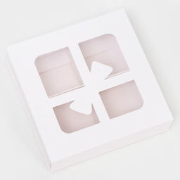 Цена за 4 шт. Коробка для 4 конфеты «Бантик», белый 12.5×12.5×3.5 см