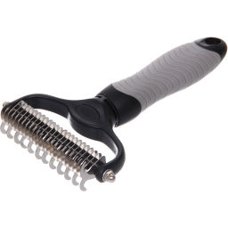 Цена за 2 шт. Расческа для удаления колтунов "ПРЕМИУМ - МОЙ БРО", прорезиненная ручка, цвет серый/черный, 18*11.6см (лейбл)