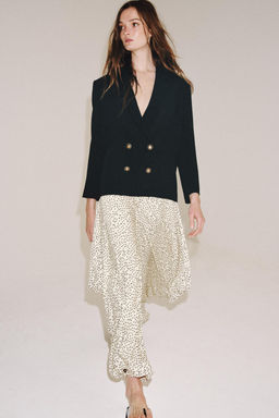 PANTAL?N ESTAMPADO DRAPEADO ZW COLLECTION / Crudo / Negro