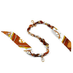 Цена за 2 шт. Цепочка с платком для сумки, с карабинами, 9 14 мм, 40 см, цвет коричневый/золотой