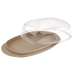 Масленка пластмассовая Кристалл 19х10х6см, прозрачная крышка, латте (Россия) - Домашняя мода фото 3