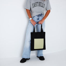 Сумка шопер NAZAMOK, карман кожзам, цвет черный, оливковый, 40*35 см