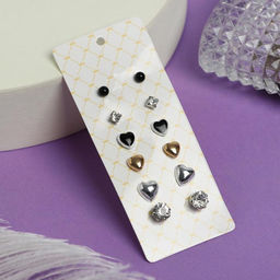 Пусеты 6 пар Романтика сердца, цветные