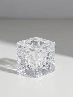 Цена за 2 шт. Подсвечник стекло на 1 свечу "Куб. Лёд" прозрачный d=2 см 4х4х4 см