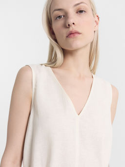 Свободный сарафан из премиального льна и хлопка в расцветке суровый - Mark formelle фото 7