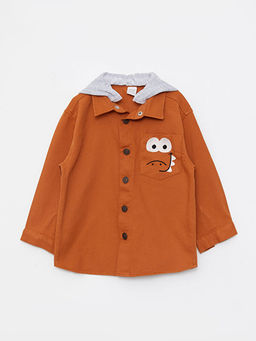 Kap??onlu Uzun Kollu Bask?l? Erkek Bebek G?mlek