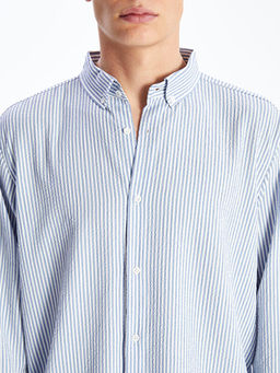 Slim Fit Uzun Kollu ?izgili Arm?rl? Erkek G?mlek