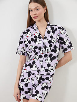 Mickey Mouse Bask?l? Kad?n ?ortlu Pijama Tak?m?
