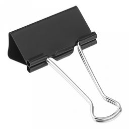 Зажим для бумаги 41мм металл, цвет - черный, набор 24 штукb, в пластиковой банке д11,8см h7см (Китай) - Домашняя мода фото 7