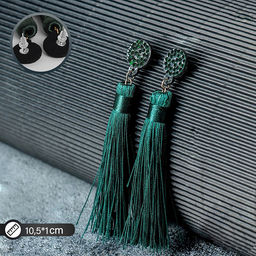 Серьги Кисти гармония, цвет изумрудный, L кисти 8.5 см