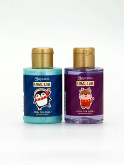 Подарочный набор новогодний, косметичка, гель для душа 2 шт. ? 100 мл и мочалка для тела, URAL LAB