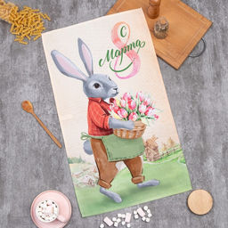 Полотенце Этель 8 Марта 40?73 см, 100% хлопок, саржа 190 г/м?