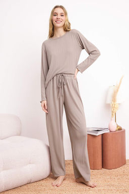 Vizon Baby Overloklu Yumusak Tuse K?sl?k Fitilli/Pointel Orme Pijama Tak?m? THMSS26PT00166