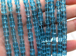 Бусины из циркона кубик гр.6*6мм цв.голубой, 40см, 72 бусины Радуга камня