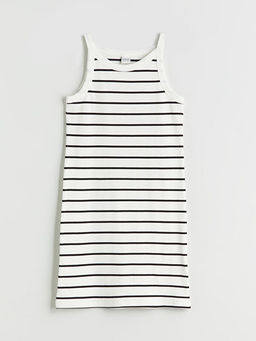 Bisiklet Yaka ?izgili K?z ?ocuk Elbise