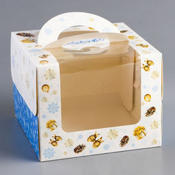 Коробка под бенто - торт с окном новогодняя «Чудеса случаются», 16×16×12.5 см