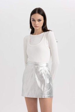 Крутая приталенная футболка в рубчик с длинными рукавами - Defacto фото 5