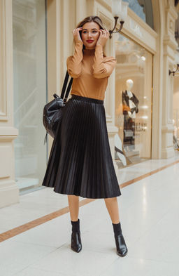 Юбка гофре из эко-кожи черный - Donna saggia фото 2