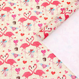 Бумага упаковочная крафт белый «Розовый фламинго», 50×70 см, набор 10 шт.