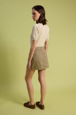 Bej Vintage Y_kama D_K_ML_ Y_ksek Bel Denim _ort Etek TWOSS26SR00110 - Trendyolmilla фото 6
