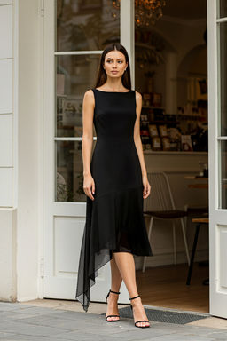 TRENDYOLMILLA Cok Renkli Asimetrik Bodycone/Vucuda Oturan Midi Orme Elbise TWOSS25EL00227