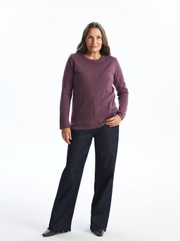 Bisiklet Yaka Kendinden Desenli Uzun Kollu Kad?n Triko Kazak - Waikiki фото 4