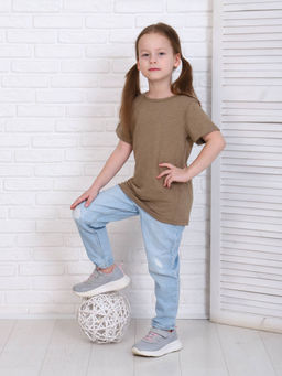 Футболка детская, модель 321, трикотаж (26 размер, Хаки меланж )