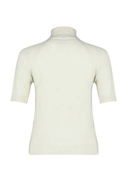 Ekru Merserize Gorunumlu Premium Iplik/Ozel Iplik Basic Ince Triko Bluz TWOAW24BZ00005