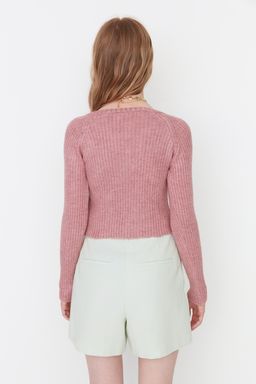 Gul Kurusu Crop Yumusak Dokulu Basic Triko Kazak TWOAW22KZ1453 - Trendyolmilla фото 5