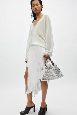 JERSEY PUNTO FINO ESCOTE PICO / crudo-blanco - Zara фото 6