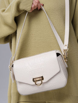 Сумка кросс-боди Azaro 3684 бежевый лен/крок