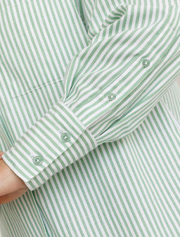 Удлиненная блузка с поясом в тонкую полоску из эластичного хлопка - Vilatte фото 2