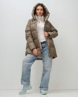 Куртка двубортная женская зимняя с капюшоном коричневого цвета 7736K Бренд: Visdeer  фото 12