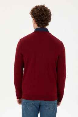 Erkek Slim Fit V Yaka Bordo Basic Kazak - U.s. polo assn фото 5