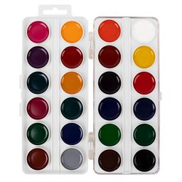 Краска акварель Лео Ярко медовые, без кисти (классическая двухъярусная) в пластиковой упаковке с европодвесом LBW-0124 24 цв  фото 4