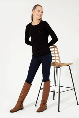 Женский черный базовый трикотажный кардиган Неожиданная скидка в корзине - U.s. polo assn фото 2