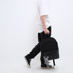 Рюкзак текстильный с карманом кожзам, 38х29х11 см, черный - Nazamok фото 12