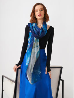 Большой, мягкий, тонкий и очень нежный двусторонний палантин с рисунком в стиле арт-дек - Tantino фото 9