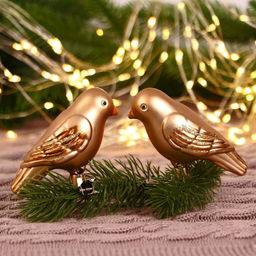 Цена за 2 шт. Ёлочные игрушки 2 шт. Зимнее волшебство. Воробушек пластик, 94 см, коричневый