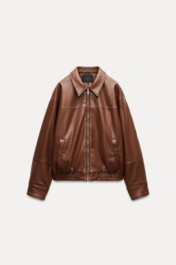 LEATHER EFFECT BOMBER JACKET - Zara фото 5