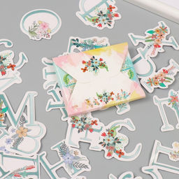 Наклейки для творчества Цветочный алфавит, тиснение серебро, набор 33 шт., 9?7?0.8 см