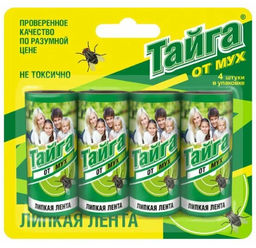 ТАЙГА от мух липкая лента в коробочке (4шт) Хит!