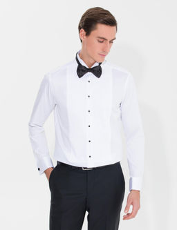 Белая приталенная рубашка под смокинг - Cacharel фото 2