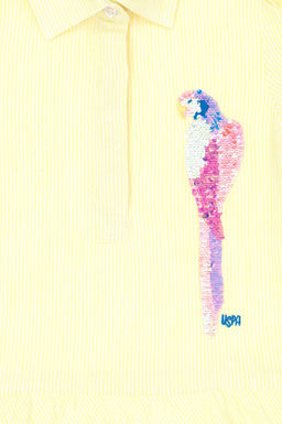 U. S. Polo Assn Неоново-желтое тканое платье с короткими рукавами для девочки - U.s. polo assn фото 3