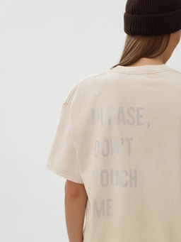 Футболка женская из вареного хлопка Mist Don't touch me, размер 46 (L), цвет молочный