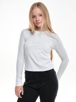 Лонгслив трикотажный для девочки 22-7700 белый - Mini maxi фото 3