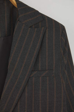 Antrasit Kahverengi Cizgili Oversize Blazer Ceket TWOAW26BC00024 - Trendyolmilla фото 3